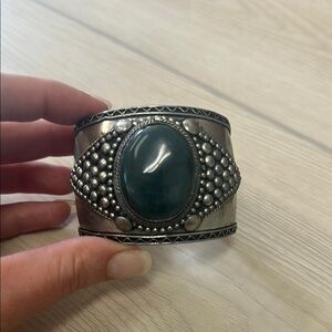 💙2 for $5 Silver Cuff Bracelet with Blue Stone